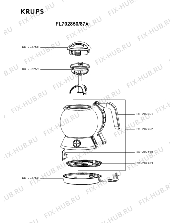 Схема №1 FL702850/87A с изображением Колба для чайника (термопота) Krups SS-202762