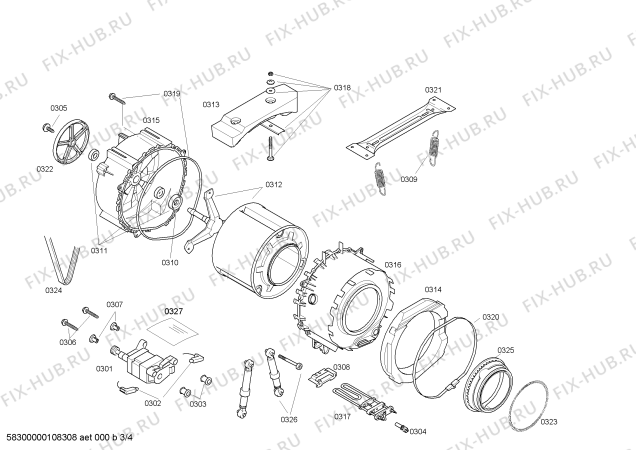 Взрыв-схема стиральной машины Bosch WFO2462FR Maxx WFO 2462 - Схема узла 03