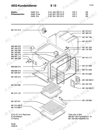 Взрыв-схема плиты (духовки) Aeg COMP. 54081B-W GB - Схема узла Section2