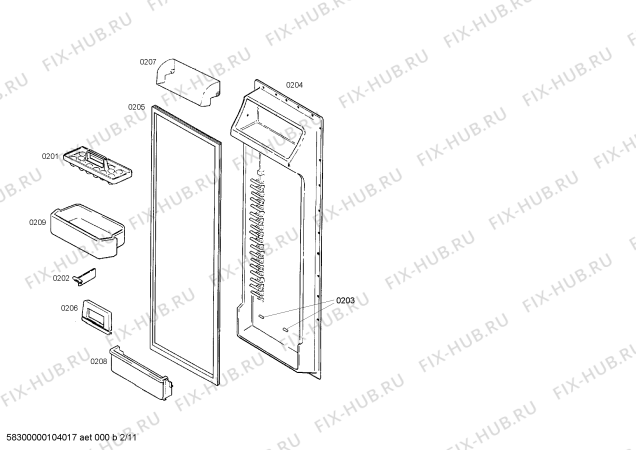 Схема №7 KG66U55 с изображением Внешняя дверь для холодильника Bosch 00235471