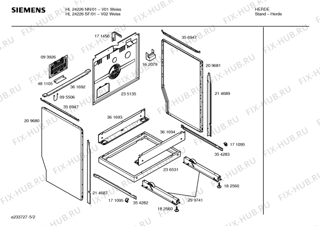 Схема №3 HL24226SF с изображением Инструкция по эксплуатации для плиты (духовки) Siemens 00528624