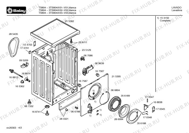 Схема №4 3TS804A TS804 с изображением Панель управления для стиральной машины Bosch 00356190