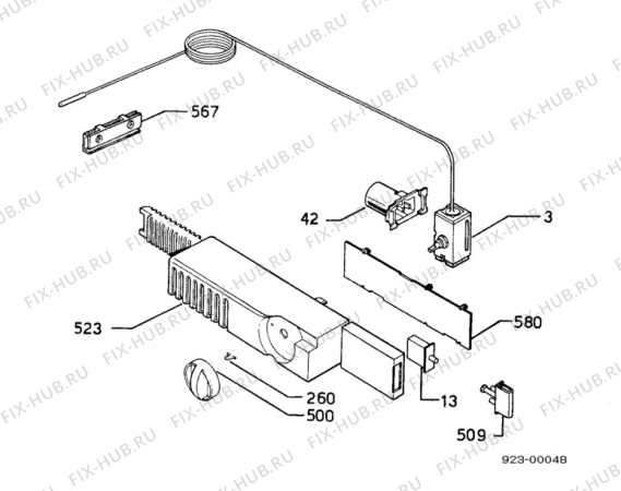 Взрыв-схема холодильника Electrolux ER1523T - Схема узла Thermostat