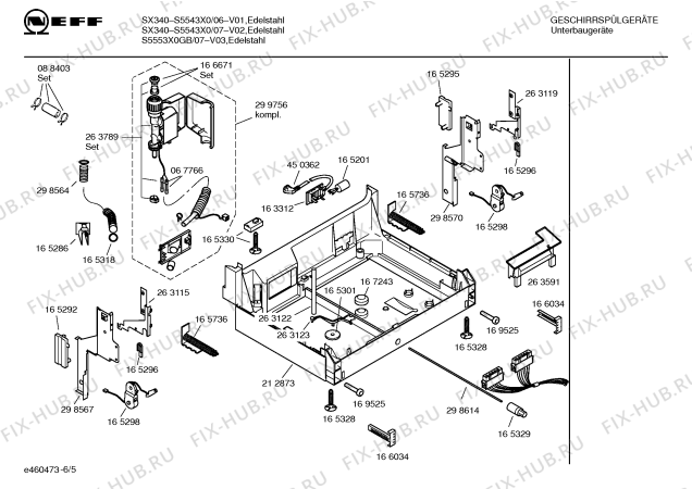 Взрыв-схема посудомоечной машины Neff S5543X0 SX900B - Схема узла 05