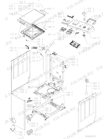 Схема №2 ITWD 61253 W1 (DE) с изображением Декоративная панель для стиралки Whirlpool 481010839648