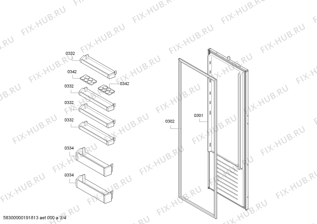 Взрыв-схема холодильника Siemens KI81RVU30 BI12 sliding hinge with soft closing mechanism - Схема узла 03
