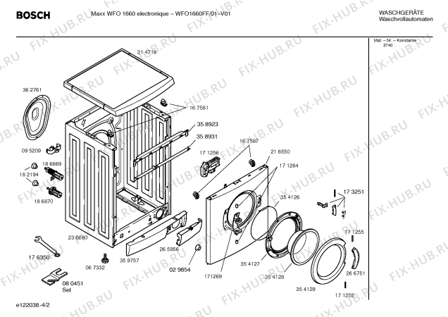 Схема №2 WFO1660FF Maxx WFO 1660 electronique с изображением Таблица программ для стиралки Bosch 00580234