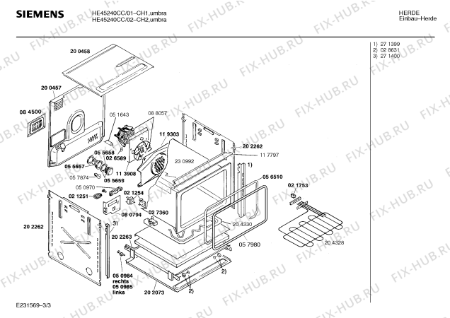 Схема №2 HE45240CC с изображением Крышка для плиты (духовки) Siemens 00282682