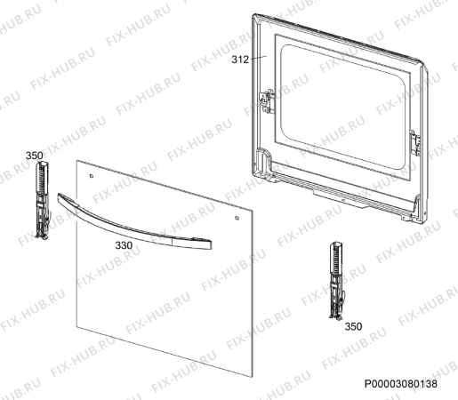 Взрыв-схема плиты (духовки) Zanussi ZCG61031WA - Схема узла Door