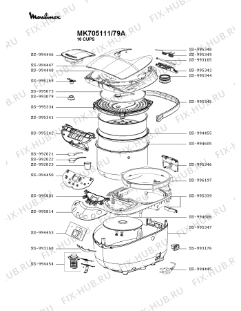 Схема №1 MK705111/79B с изображением Часть корпуса для электромультиварки Moulinex SS-995814