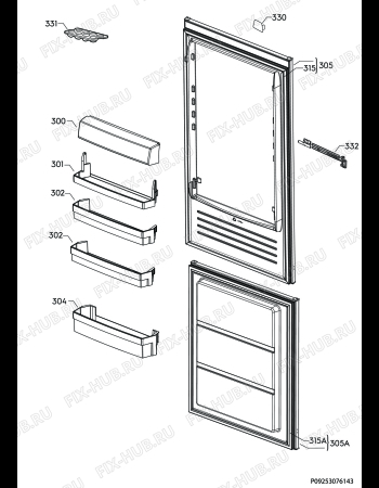 Взрыв-схема холодильника Aeg SCE61826NS - Схема узла Door