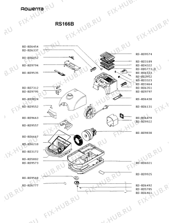 Взрыв-схема пылесоса Rowenta RS166B - Схема узла RS166B__.AT1