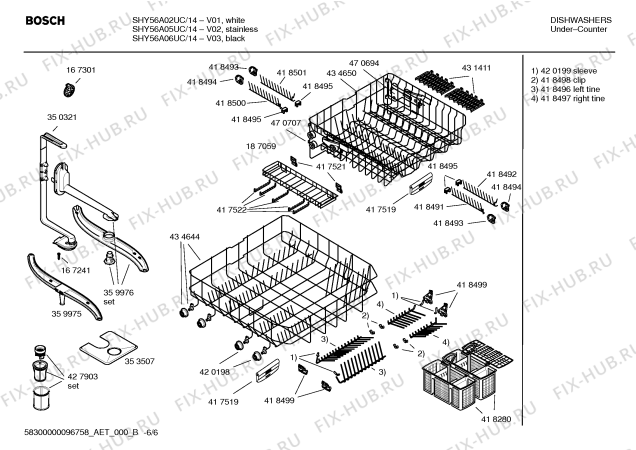 Взрыв-схема посудомоечной машины Bosch SHY56A02UC Bosch - Схема узла 06