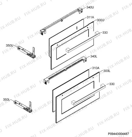 Взрыв-схема плиты (духовки) Zanussi ZOD35660XK - Схема узла Door