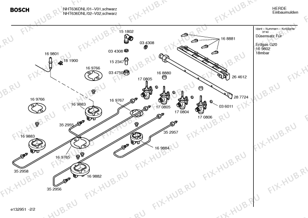 Взрыв-схема плиты (духовки) Bosch NHT636DNL - Схема узла 02