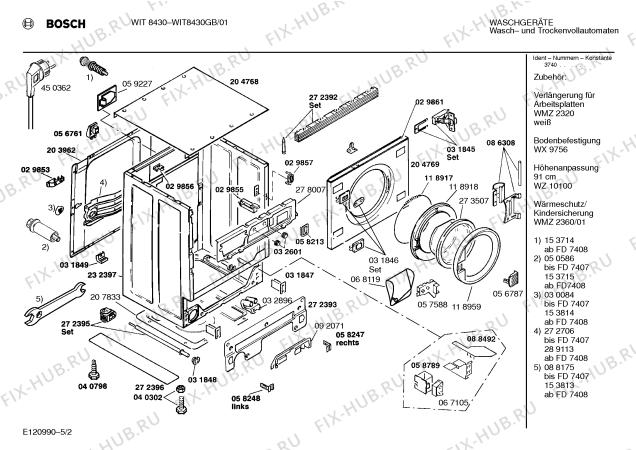 Схема №3 WIT8450GB WIT8450 с изображением Инструкция по эксплуатации для стиралки Bosch 00516949