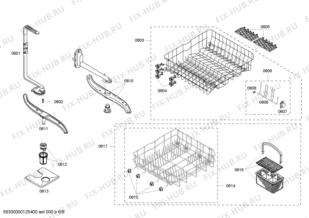 Взрыв-схема посудомоечной машины Bosch SHE33M02UC - Схема узла 06