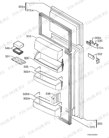 Взрыв-схема холодильника Aeg S.D8 12 40-1I - Схема узла Door 003