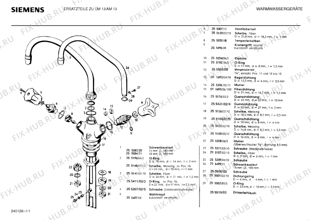 Схема №1 UEM13 с изображением Винт для электроводонагревателя Siemens 00255500