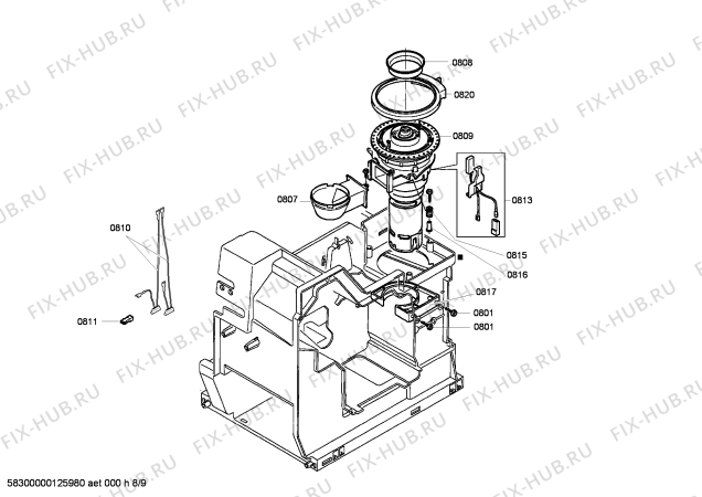 Взрыв-схема кофеварки (кофемашины) Siemens TK529NL surpresso compact - Схема узла 09