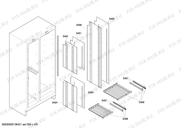 Взрыв-схема холодильника Gaggenau RW496260 - Схема узла 04