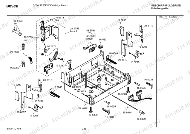 Взрыв-схема посудомоечной машины Bosch SGV43E23EU - Схема узла 05