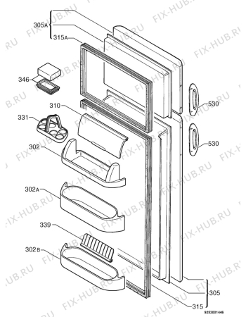 Взрыв-схема холодильника Electrolux ER7426D - Схема узла Door 003