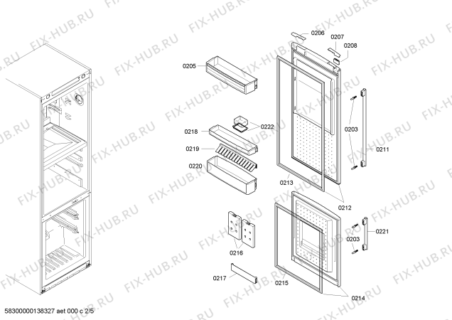 Схема №2 K5660X1 с изображением Дверь для холодильной камеры Bosch 00710612