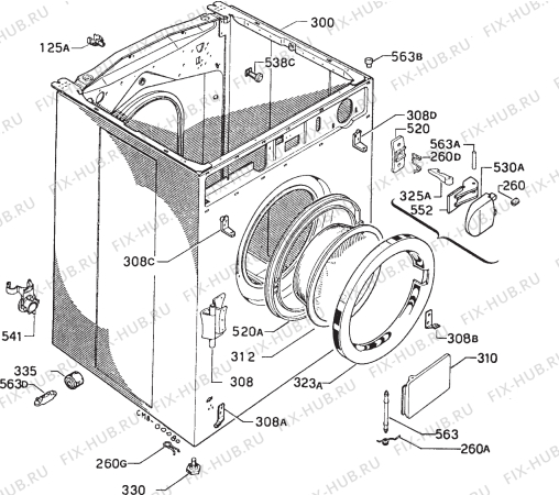 Взрыв-схема стиральной машины Zanussi WDT1055W - Схема узла Cabinet + armatures