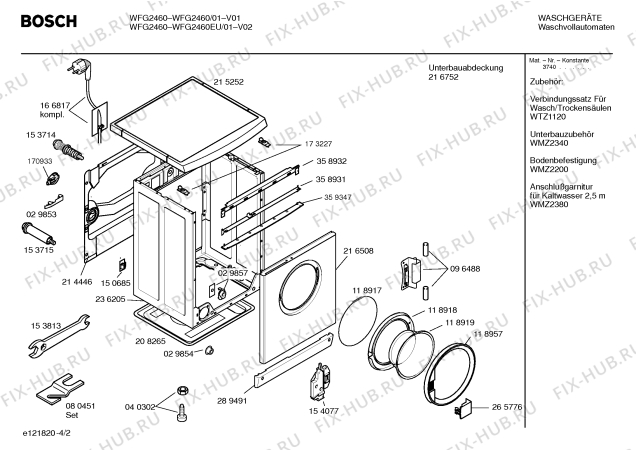 Схема №4 WFG2460EU WFG2460 с изображением Панель управления для стиралки Bosch 00360889