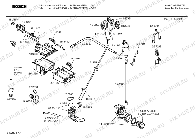 Взрыв-схема стиральной машины Bosch WFR2062EE Maxx Comfort WFR 2062 - Схема узла 04