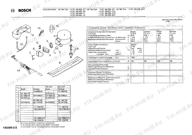 Схема №2 0701184316 KS180KA с изображением Терморегулятор для холодильника Bosch 00072435