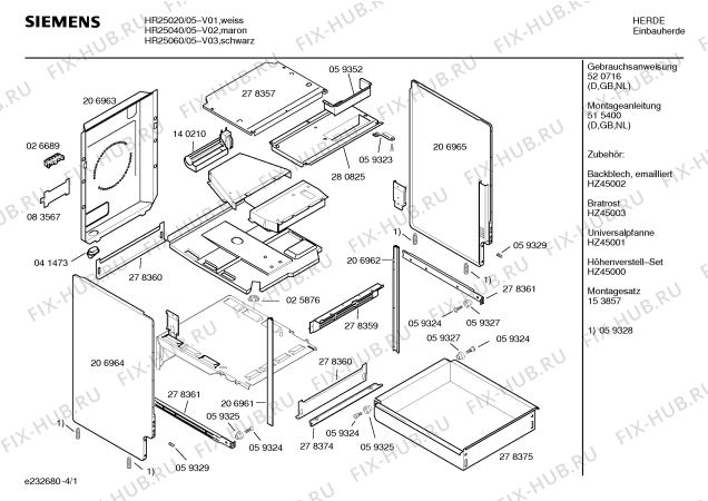 Схема №3 HR25020 с изображением Инструкция по эксплуатации для духового шкафа Siemens 00520716