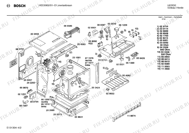 Схема №1 HEE6802 с изображением Индикатор для плиты (духовки) Bosch 00056959