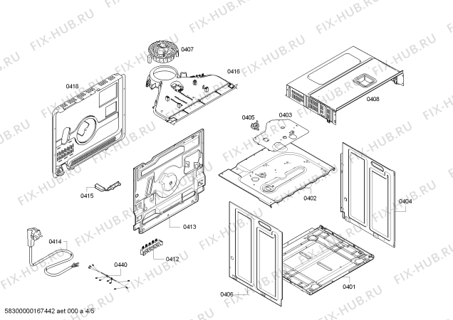 Взрыв-схема плиты (духовки) Bosch HBG23B450Q H.BO.NP.L2D.IN.GLASS.B4/.X.E0_C/// - Схема узла 04