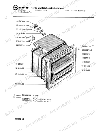 Взрыв-схема плиты (духовки) Neff 1313235001 1037/511LCDM - Схема узла 02