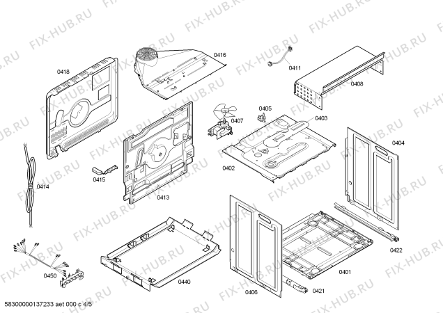 Взрыв-схема плиты (духовки) Bosch HBB43C420E - Схема узла 04