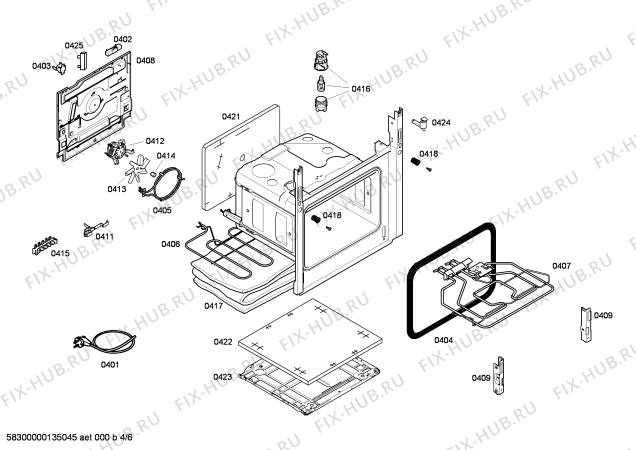 Взрыв-схема плиты (духовки) Bosch HLN444250V - Схема узла 04