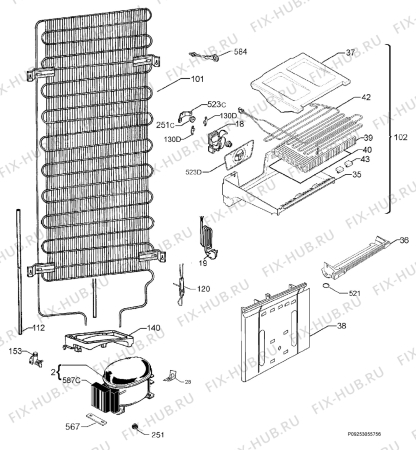 Взрыв-схема холодильника Aeg S73402CNW2 - Схема узла Cooling system 017