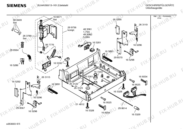 Взрыв-схема посудомоечной машины Siemens SL64A560 - Схема узла 05