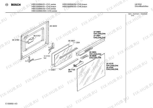 Схема №3 HBE632B66 с изображением Панель для плиты (духовки) Bosch 00270827