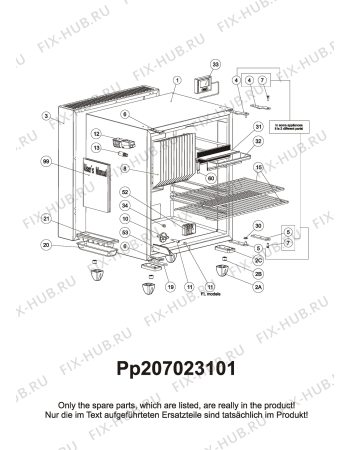 Взрыв-схема холодильника Dometic RH060DF1 BL FL LH SA - Схема узла Housing 001