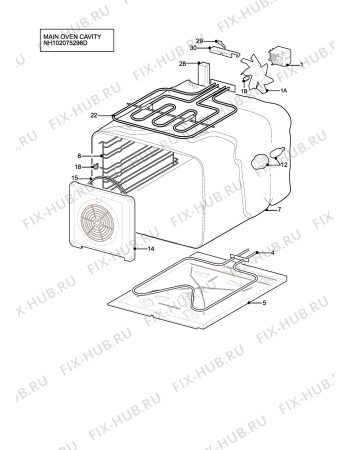 Взрыв-схема плиты (духовки) Electrolux EKC6049X - Схема узла H10 Main Oven Cavity (large)