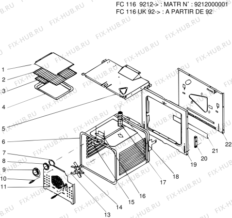 Взрыв-схема плиты (духовки) SCHOLTES FC116ARTIC (F008775) - Схема узла