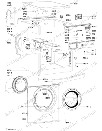 Схема №1 AWOD 7431 с изображением Обшивка для стиралки Whirlpool 481010557332