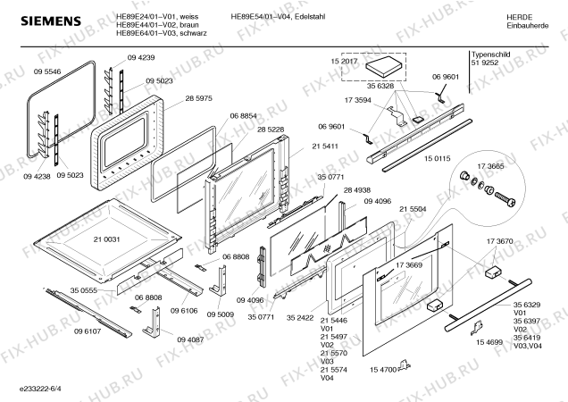 Схема №4 HE89E24 с изображением Инструкция по эксплуатации для духового шкафа Siemens 00525060