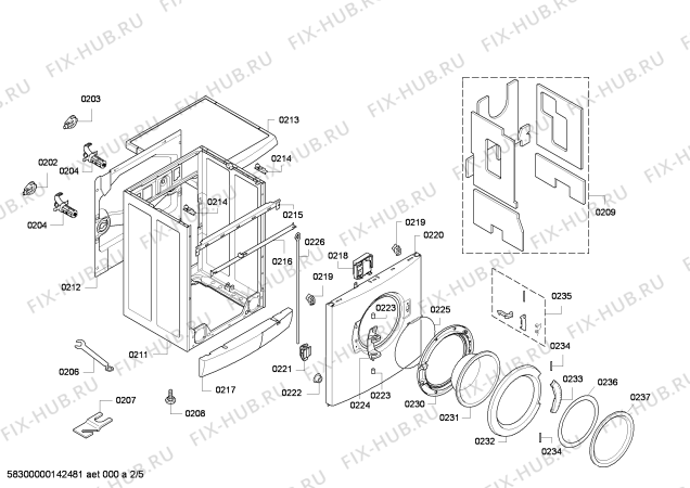 Взрыв-схема стиральной машины Siemens WM14E493FG E14.49 varioPerfect - Схема узла 02