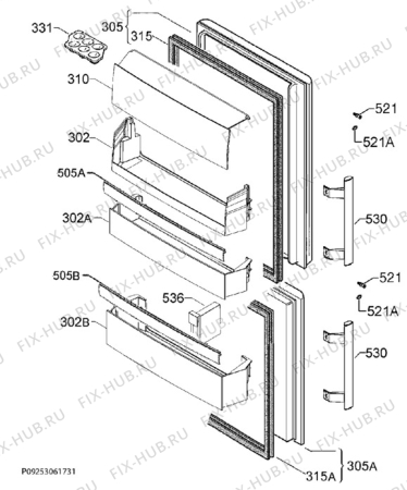 Взрыв-схема холодильника Husqvarna Electrolux QRT4222X - Схема узла Door 003