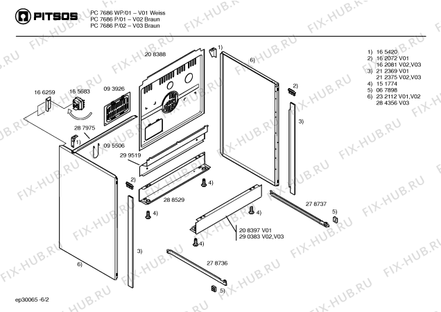 Схема №5 PC7686WP с изображением Ручка конфорки для плиты (духовки) Bosch 00166426