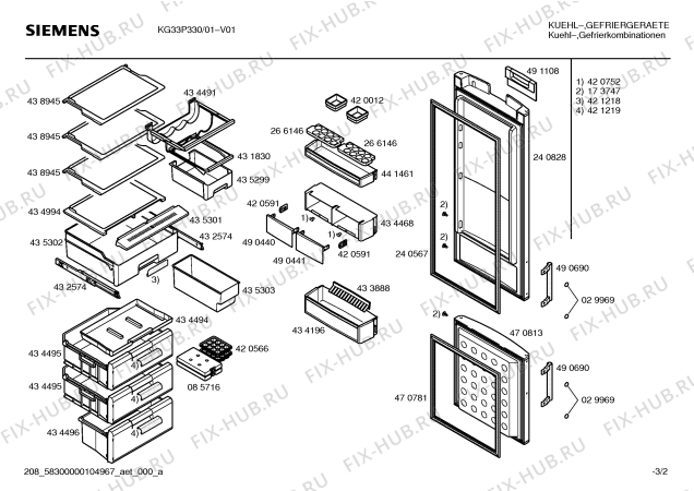 Схема №2 KG33P330 с изображением Поднос для холодильника Siemens 00441461